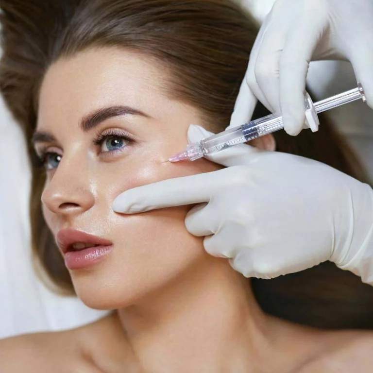 Dermal filler treatment being performed